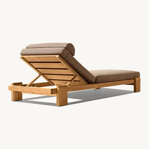 Chaise longue en teck avec roulettes pour extérieur, bord de piscine, hôtel, complexe hôtelier, fabricant grossiste, export Indonésie - Product Image 4