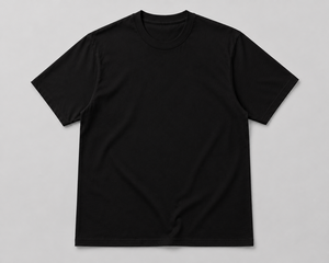 T-shirt noir à col rond et manches courtes pour homme, coupe classique, motif lettres, décontracté, 100 % coton jersey tricoté 200 grammes, respirant et séchage rapide - Product Image 1