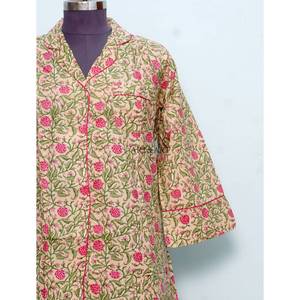 Chemise imprimée indienne la plus vendue avec ceinture à nouer, robe portefeuille faite main, tenue décontractée, chemise longue, manches kimono larges, 100 % coton doux - Product Image 2