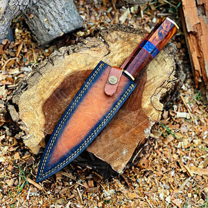 Couteau de cuisine japonais forgé à la main en VG10, lame de luxe en acier Damas cuivré avec manche en résine et laiton, couteau de chasse de luxe pour chef - Product Image 4