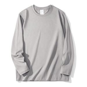 เสื้อยืดแขนยาวผู้ชาย สีเทา คอกลม ทรงปกติ สีพื้น ผ้าฝ้ายถัก ระบายอากาศได้ดี - Product Image 3
