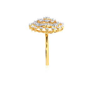 Anillo de Halo Floral con Diamantes Redondos y Marquise en Oro Amarillo de 18K Premium para Mujer, Joyería Fina de Lujo, Fabricante OEM ODM - Product Image 4