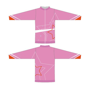 Vêtement de sport pour femme, rose, à blocs de couleur, à manches longues, à capuche, en polaire, avec bande latérale, séchage rapide, en polyester tricoté, coupe classique - Product Image 1