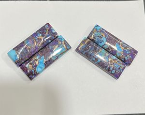 พลอยสีม่วงทองแดงเทอร์ควอยซ์ทรงสี่เหลี่ยมผืนผ้าคู่ สำหรับทำเครื่องประดับ ขายส่ง หินขัดเงา ขนาด 12x30 มม. - Product Image 2