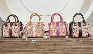 Bolso Mini Speedy Clásico de Cuero Repujado, Estilo Western con Flores Talladas, Bandolera, Bolso de Vaquera, Bolso de Mano de Cuero Genuino - Product Image 2