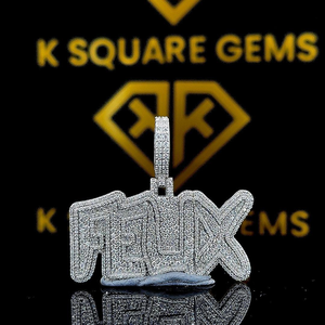 Pendentif Hip Hop de Luxe en Moissanite VVS, Argent Sterling Plaqué Rhodium, Bijou Géométrique Personnalisé Unisexe pour Enfants, Cadeau Tendance - Product Image 5