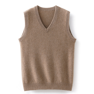 Gilet pull tricoté VIBE SEWN pour homme, col en V, épaules dénudées, rayé, 100 % acrylique, épais, anti-boulochage, respirant, pour l'hiver - Product Image 4