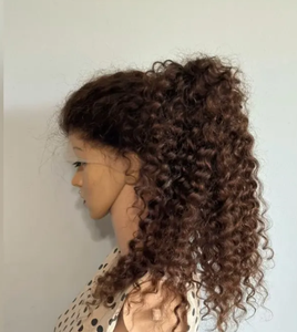 High Quality Dark Brown Water Wave <b>Curly</b> HD Lace <b>Wig</b> Pre Plucked Natural Hairline Raw Virgin Human <b>Hair</b> - Product Image 1