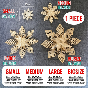 Décoration flocon de neige en bambou tissé écologique, fournisseur Vietnamien, décoration flocon de neige en bambou naturel pour la maison, décoration de Noël - Product Image 5