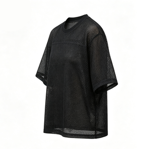 Camiseta de Fútbol Negra de Malla con Cuello Redondo, Unisex, Corte Holgado, Manga Corta, Transpirable, para Todas las Temporadas, Ropa para Adultos - Product Image 5