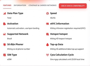 NionAir Brasil ESIM Plan de Datos de Viaje 4G/5G 3GB/5GB/10GB/20GB / 30 Días Activación por Código QR Entrega Instantánea por Correo Electrónico - Product Image 2