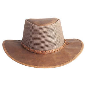 Leather Cowboy <b>Hat</b> Wide Brim Mesh Crown Braided <b>Band</b> Hand Embroidery Unisex Adjustable Outdoor Winter Casual Adult 58-60CM - Product Image 2