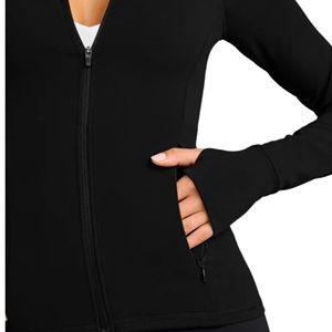 Chaqueta deportiva de yoga para mujer, corte ajustado, con cremallera completa, orificios para los pulgares, cuello alto, para correr, moldeadora, transpirable, para gimnasio y entrenamiento. - Product Image 5