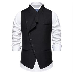 Chaleco de Traje para Hombre 2024, Solapa Oblicua, Corte Entallado, Informal de Negocios, para Boda, Gris, Talla S - Product Image 2