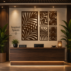 Conjunto de Arte Mural Tropical de Madera con Corte Láser de Lujo, con Patrones de Palmeras y Botánicos |   Elegantes Paneles Decorativos Hechos a Mano para Interiores - Product Image 4