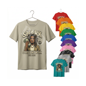 Camisetas de Hombre Estilo Urbano, Cuello Redondo, Hombros Caídos, Manga Corta, Hip Hop, Transpirables, Corte Holgado, Ligeras, de Algodón Felpa - Product Image 1