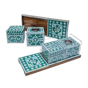 Juego de quemadores de incienso árabes de lujo de madera con caja y cubierta acrílica con incrustaciones de nácar para Ramadán al por mayor - Product Image 2