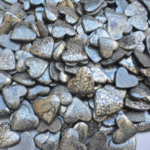 Cabujones de piedra preciosa en forma de corazón de marcasita, cabujones de pirita Apache, pirita, pirita, marcasita, Reiki, venta al por mayor - Product Image 1
