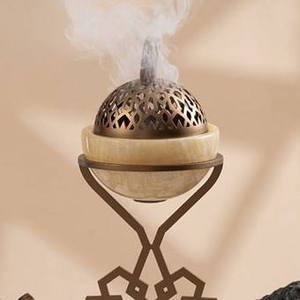 Brûleur d'encens en métal de qualité supérieure, Mubkhar Bakhoor, pour la décoration de la maison, avec base en marbre naturel personnalisable - Product Image 4