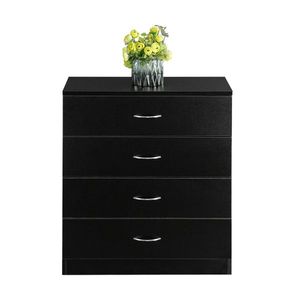 Black S Four Drawer Chest of Drawers Sockets (2USB+2 Sockets) 66*33*73cm Pitted Particle Board with Triamine Paste Dressers - Product Image 4