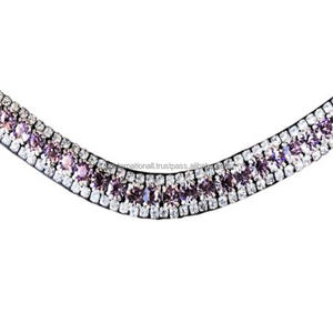 Banda para la frente de Carreras de Caballos ecuestres aceptada por OEM, cristales de cristal ostentosos de cinco filas, banda para la frente de cuero de caballo enjoyado Diamante - Product Image 1