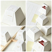 Boîte cadeau trapézoïdale personnalisée, écologique et recyclable, avec autocollant scellé à la feuille d'or, pour bonbons de mariage, desserts, cadeaux, emballage de bougies