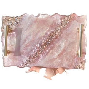 Plateau en résine époxy de luxe, motif marbré, fait main, plateau décoratif, excellente qualité, pour la maison et les cadeaux - Product Image 5