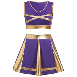 Uniforme de cheerleading personnalisé pour femmes adultes, ensemble 2 pièces, polyester/coton, logo d'équipe imprimé - Product Image 3
