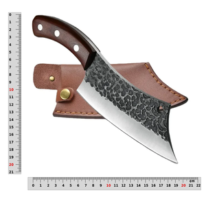 Couteau à découper en acier Damas forgé à la main UM STEEL, poli à haute brillance, manche en bois, étui en cuir, outil de découpe de cuisine haut de gamme pour la viande - Product Image 6