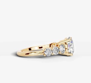 Anillo de Siete Piedras de Moissanita, Plata de Ley 925, Chapado en Oro Amarillo, Anillo de Compromiso, Boda, Aniversario, Eternidad, Joyería Nupcial de Lujo - Product Image 2