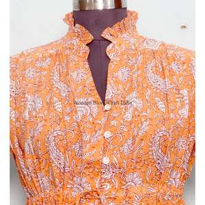 Robe courte la plus vendue avec taille personnalisée disponible auprès d'un fournisseur indien, robe florale à prix de gros. - Product Image 4