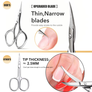 Tijeras para cutículas, 1 unidad, tijeras para cutículas de acero inoxidable con hoja curva, tijeras pequeñas para recortar las uñas y cejas para hombres - Product Image 2