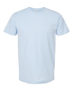 เสื้อยืดคอกลมแขนสั้นผู้ชาย สีพื้น ผ้าฝ้าย ทรงปกติ สไตล์ลำลอง ผ้าเจอร์ซีย์ถัก สีน้ำเงิน - Product Image 5