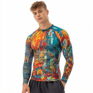 Camisetas de compresión de secado rápido con sublimación para entrenamiento, camiseta de fitness con sublimación, camiseta de manga larga personalizada para hombre - Product Image 2