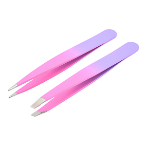 Pince à épiler colorée en acier inoxydable pour sourcils, dégradée, inclinée, pour maquillage, vente en gros d'usine, essentiels de beauté - Product Image 1