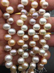 Perles d'eau douce ovales multicolores 7-9mm, perles en vrac en forme de goutte avec perçage latéral pour la fabrication de bijoux, vente en gros - Product Image 3