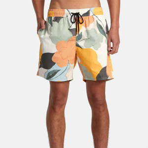 Men's Floral <b>Print</b> Board Shorts With Pockets Quick Dry Drawstring Waist Mid Length Casual Swim Trunks - Product Image 4
