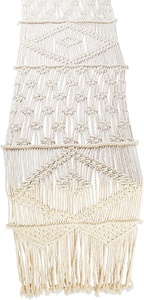 Nouveau Chemin de Table Bohème en Macramé de Luxe 40x100 cm Blanc Floral Géométrique Tricoté à la Main avec Paillettes Décoration Bohème pour Dîners et Mariages - Product Image 4