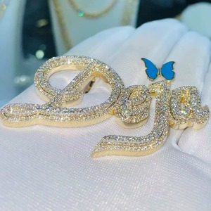 Hip Hop Pass Diamond Tester Iced Out Butterfly Bail Custom Name <b>Pendant</b> Unisex 925 <b>Silver</b> Custom <b>Initial</b> Letter <b>Pendant</b> For Gift - Product Image 2