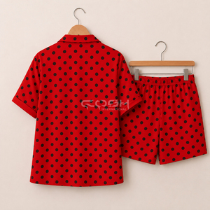 ชุดนอนผ้าไหมสำหรับผู้หญิง Cosh International Greek Apparel Delta Sigma Sorority ลายจุดสีแดง พิมพ์ลายทันสมัย - Product Image 4