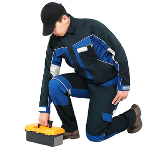 Uniforme de travail léger personnalisé à fermeture éclair intégrale pour hommes, vêtements de travail en coton et polyester, vêtements de sécurité pour hommes, combinaisons de travail pour hommes - Product Image 6