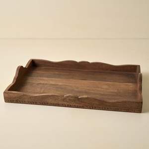 <b>Set</b> of 2 Rustic Wooden <b>Antique</b> Rectangular Nesting Breakfast Food Snack <b>Tea</b> Coffee Serving Display Serving Tray For Hotels Used - Product Image 5