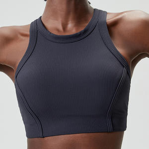 Débardeur court sans manches personnalisé pour femme, col rond, coupe ajustée, bas arrondi, idéal pour le fitness – Vente en gros - Product Image 4