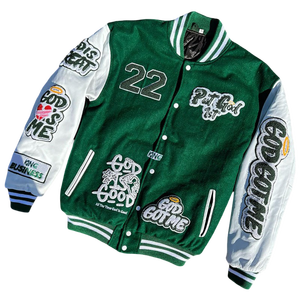Chaqueta Varsity de Diseño Personalizado, Corte Regular, Estilo Béisbol, Color Beige, Talla Grande, Secado Rápido y Transpirable - Product Image 3