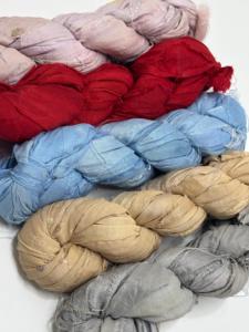 Recycled Sari Silk Ribbon Handmade Textile <b>Yarn</b> for Weaving Crochet Knitting Craft Supplies Wholesale Export - Product Image 1