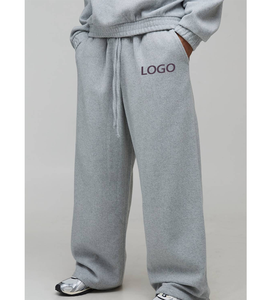 Pantalones de chándal de algodón French Terry de alta calidad para hombre, con diseño moderno, bordados y de pierna ancha - Product Image 3