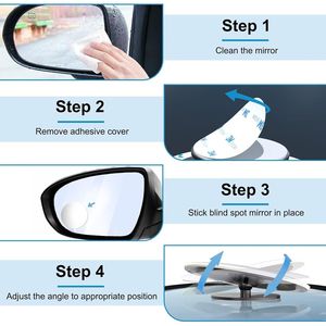 กระจกมองหลังแบบโค้ง HD ไร้กรอบ 2 ชิ้น อุปกรณ์เสริมในรถยนต์ สำหรับมองจุดบอดด้านข้าง - Product Image 5