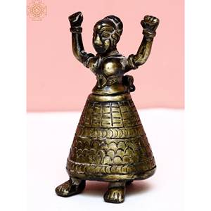 หม้อหมึกทองเหลืองเต้นรำทำด้วยมือของตกแต่งบ้านที่ไม่ซ้ำใครทำจากงานศิลปะทำมืออินเดีย - Product Image 3