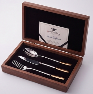 Juego de cubiertos Dwi-Tone Mirror Silver Rose Gold con punta en oro rosa, acero inoxidable con revestimiento PVD en oro rosa, perfecto para bodas, cenas, cocina y restaurantes. - Product Image 4