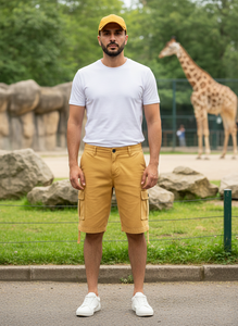 กางเกงขาสั้นคาร์โก้ผู้ชายสำหรับฤดูร้อน กางเกงขาสั้นคาร์โก้ลำลองสไตล์ไฮสตรีทเหนือเข่า ผ้าฝ้าย กางเกงขาสั้นซาฟารีสำหรับผู้ชาย - Product Image 5